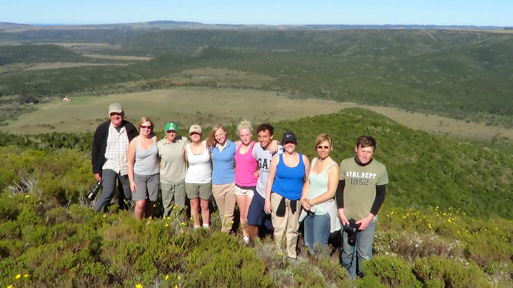 Volunteers stand on one of the amazing hills in Kariega