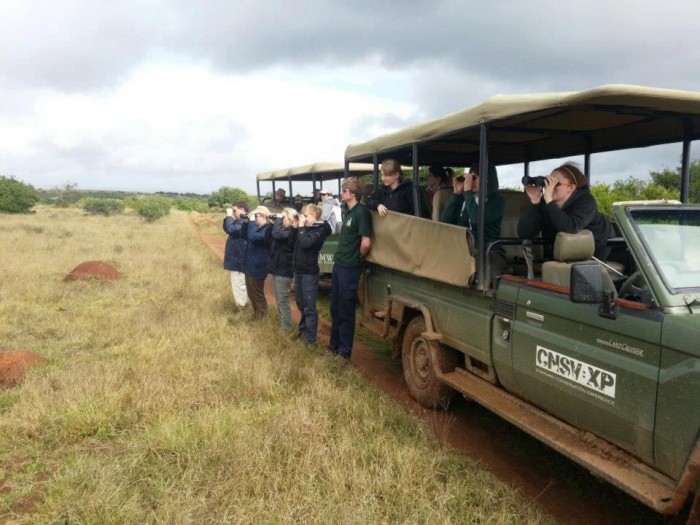 Volunteers with their binoculars out at the Shamwari Conservation Experience