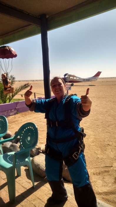 A Gap Africa volunteer ready to skydive