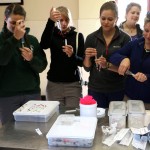 volunteers prepare syringes