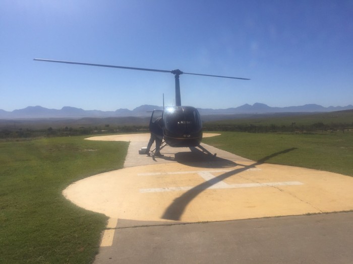 A helicopter on the karoo landing spot